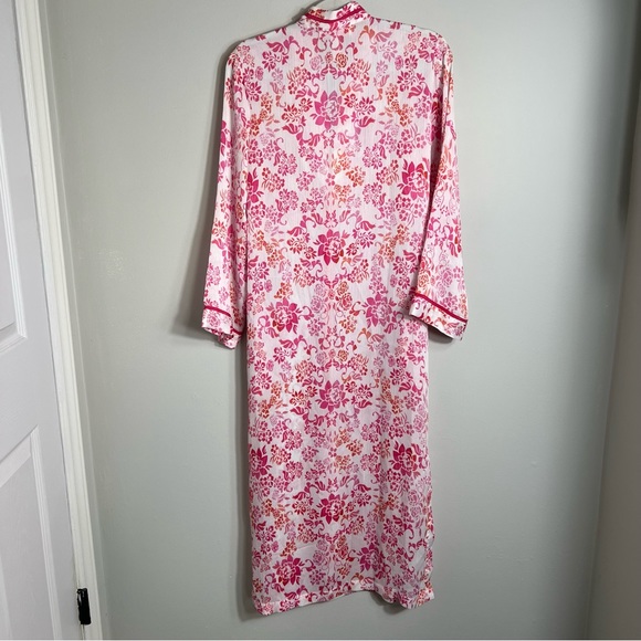 Oscar De La Renta Pink Label Lightweight Robe House Coat-Pink Floral-Small - Picture 8 of 9